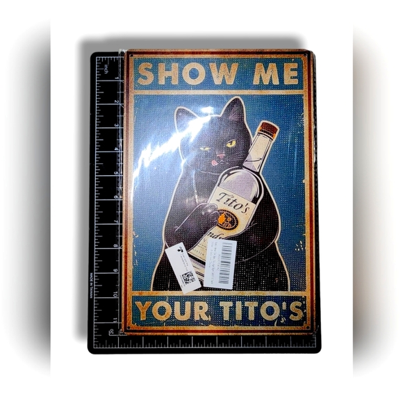 Funny Cat Novelty Metal Tin Sign 8x12 - Picture 1 of 3